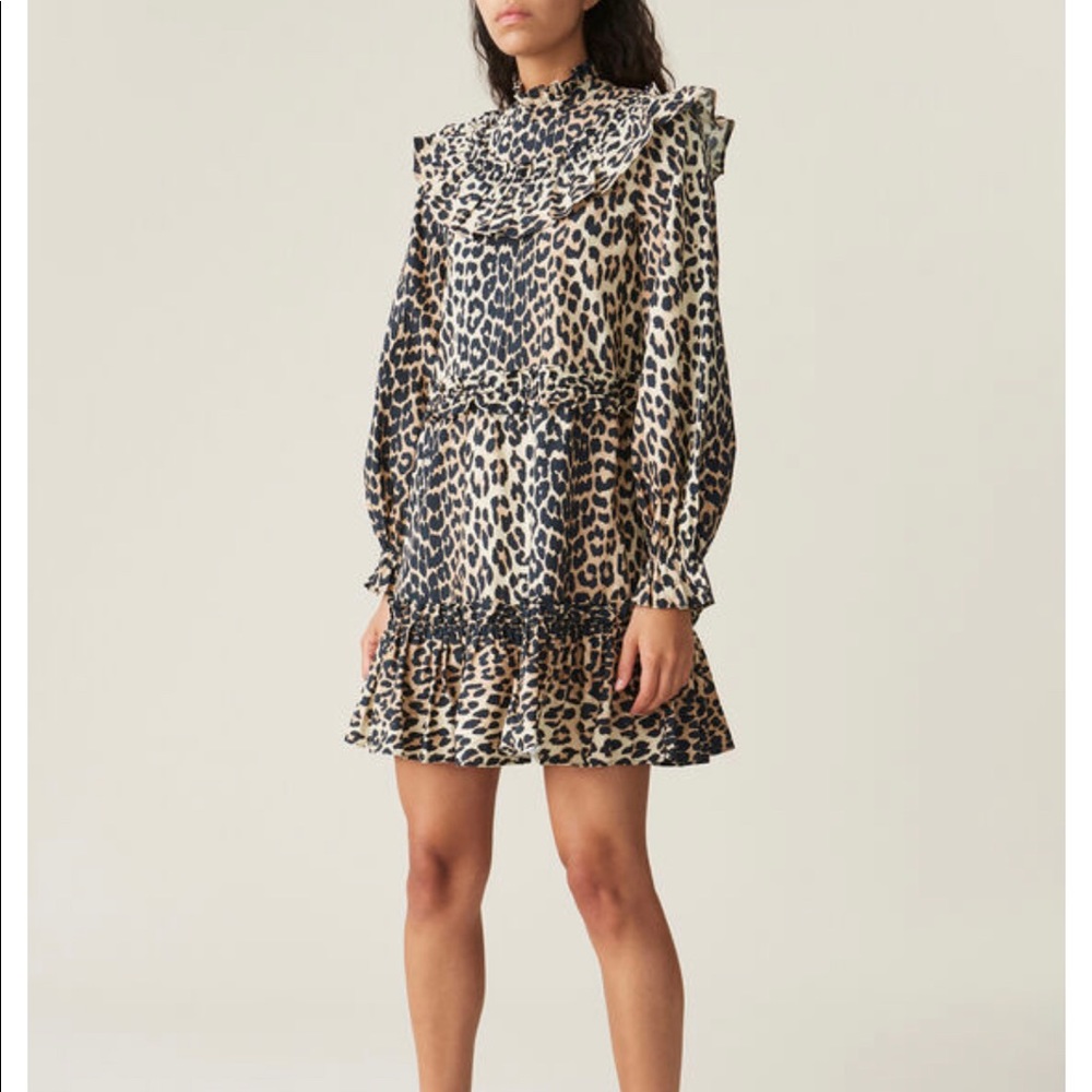 NWT Cheetah Ganni Poplin Dress